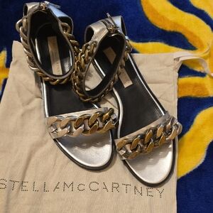 Stella McCartney Falabella Metallic Chain Sandals